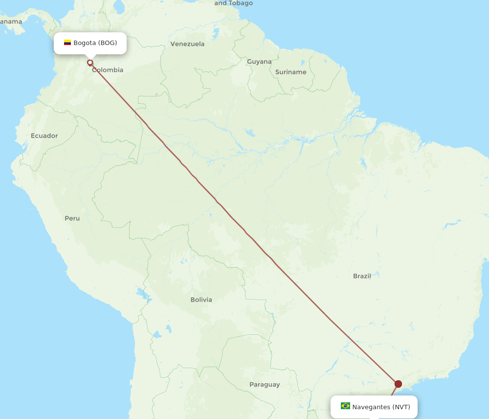 BOG-NVT flight routes