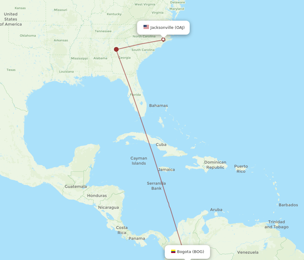 BOG-OAJ flight routes