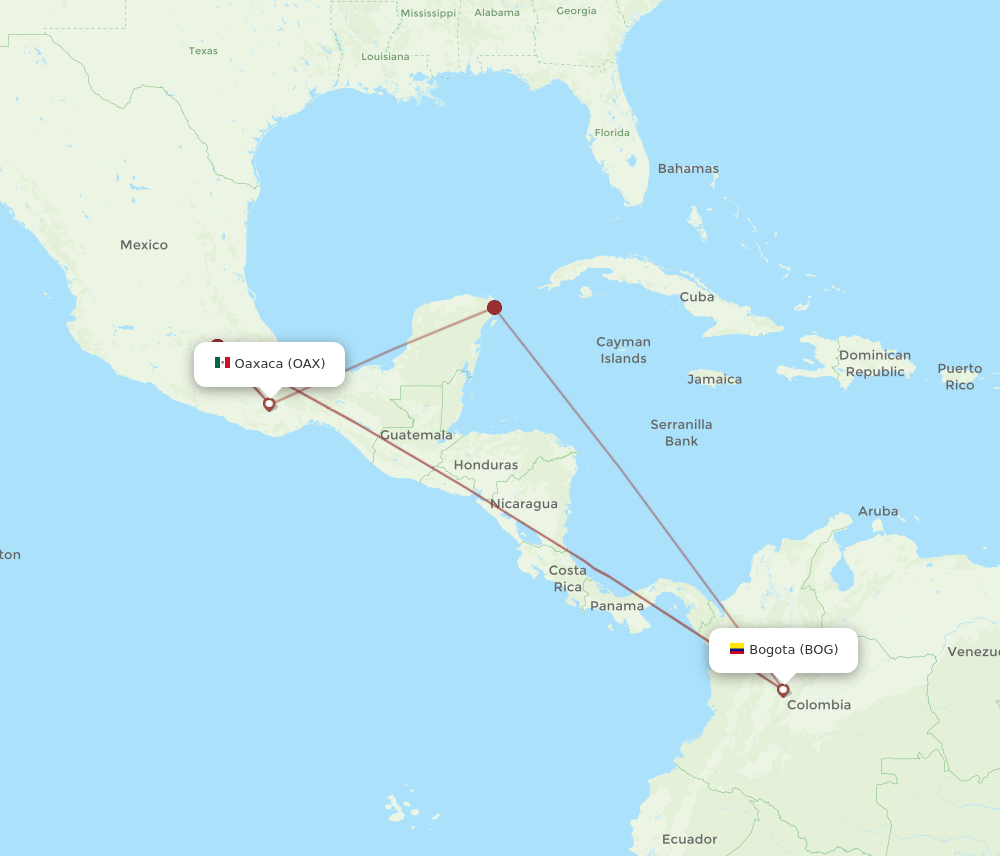 BOG-OAX flight routes