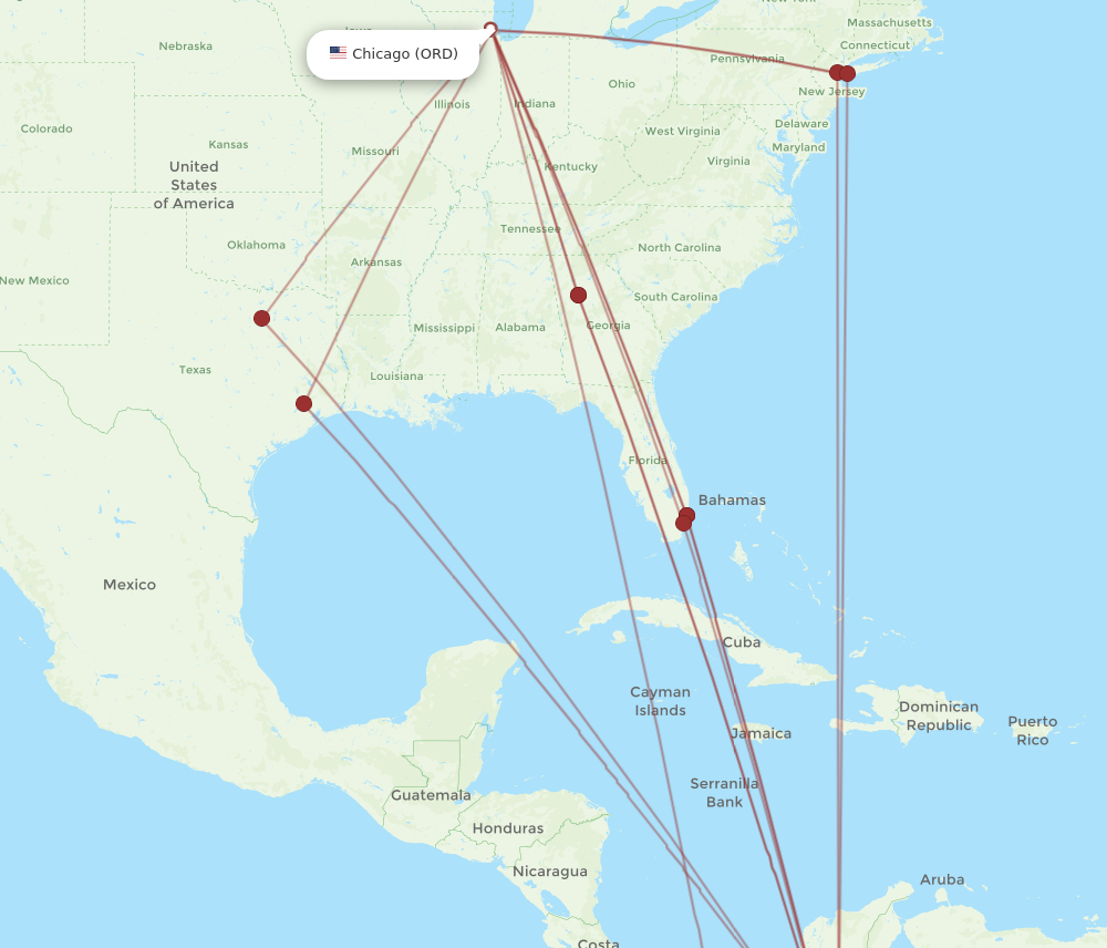 BOG to ORD flights and routes map
