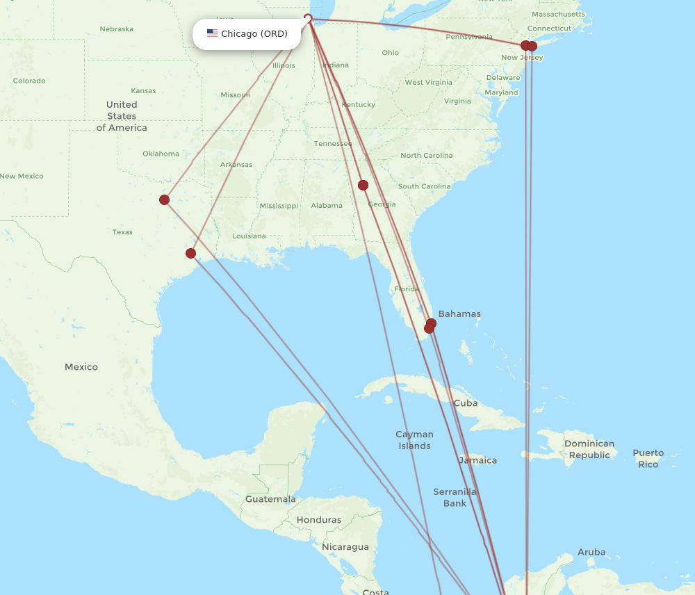 BOG-ORD flight routes