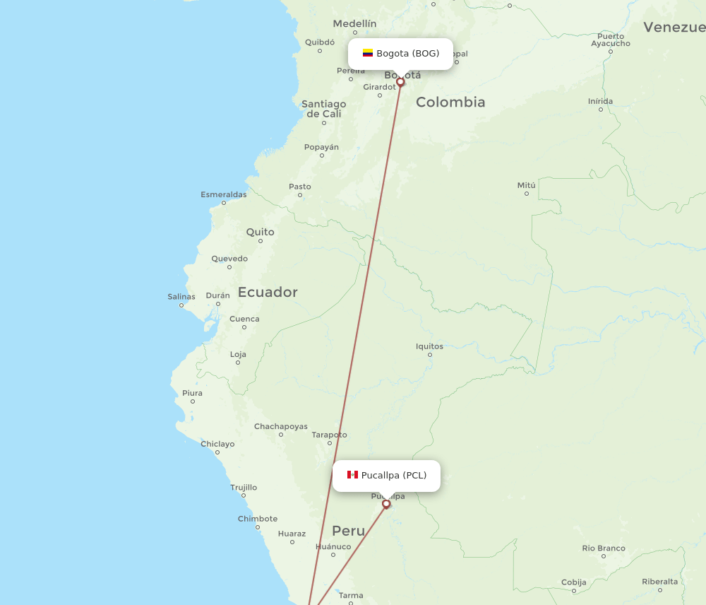 BOG-PCL flight routes