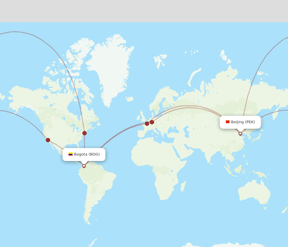 BOG-PEK flight routes