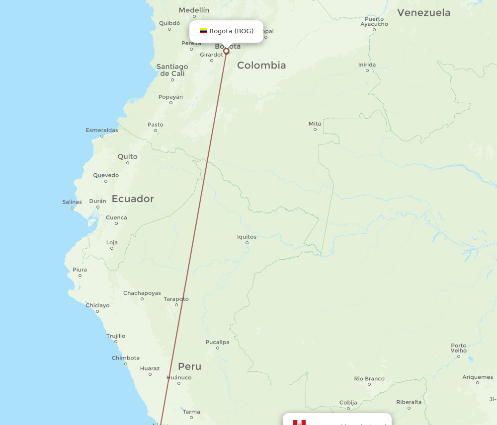 BOG to PEM flights and routes map