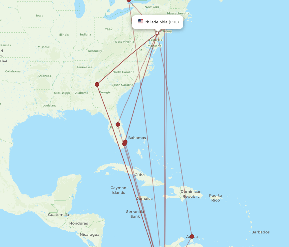 BOG-PHL flight routes