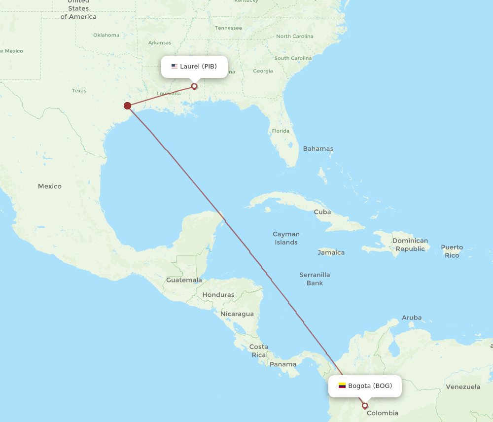 BOG-PIB flight routes