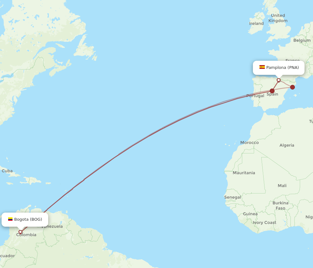 BOG-PNA flight routes
