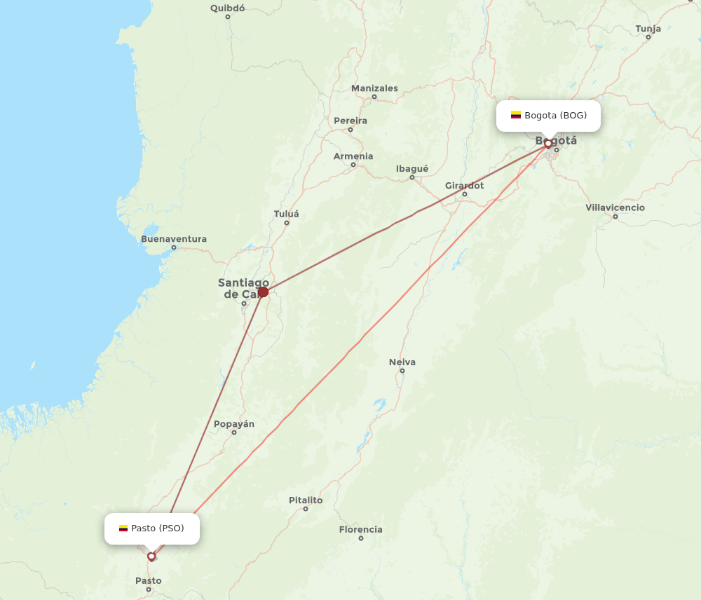 BOG to PSO flights and routes map