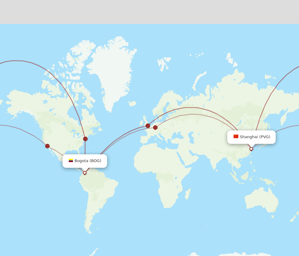 BOG-PVG flight routes