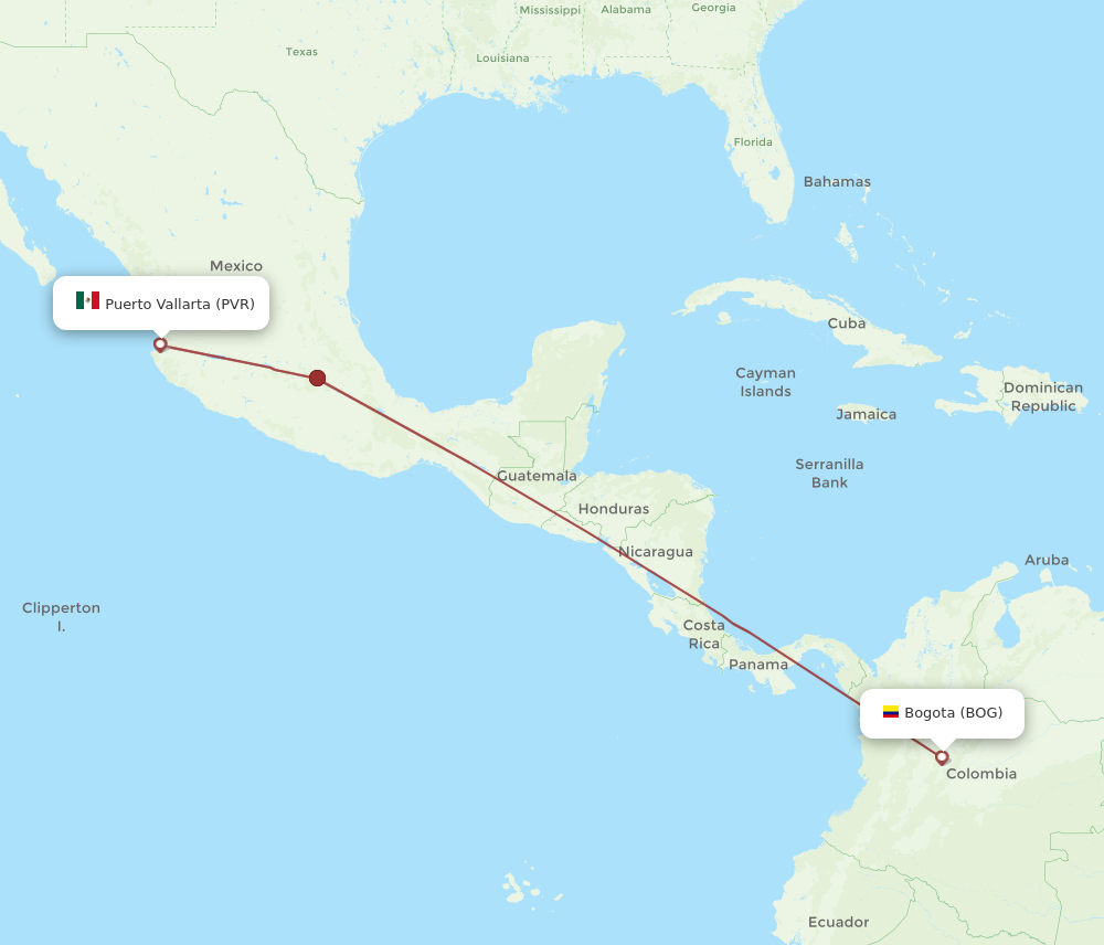 BOG to PVR flights and routes map