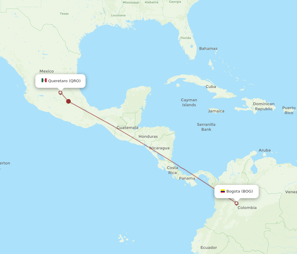 BOG to QRO flights and routes map