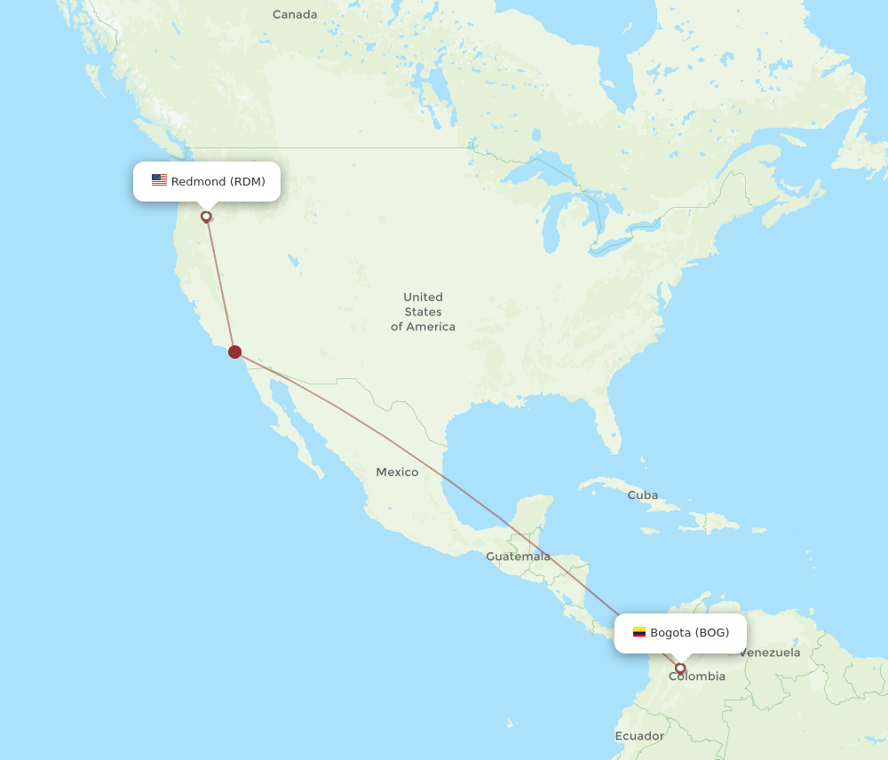BOG to RDM flights and routes map