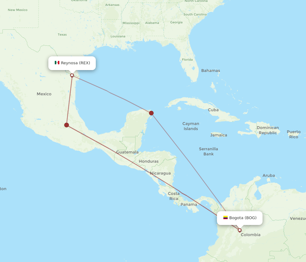 BOG-REX flight routes