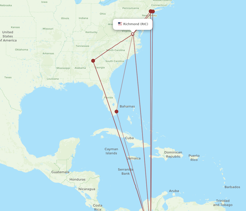 BOG-RIC flight routes