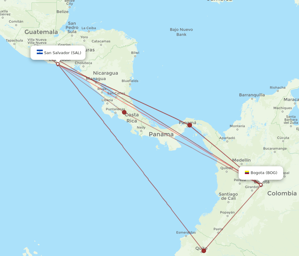 BOG-SAL flight routes