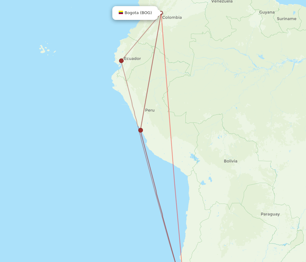 BOG-SCL flight routes
