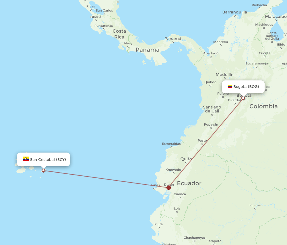 BOG-SCY flight routes