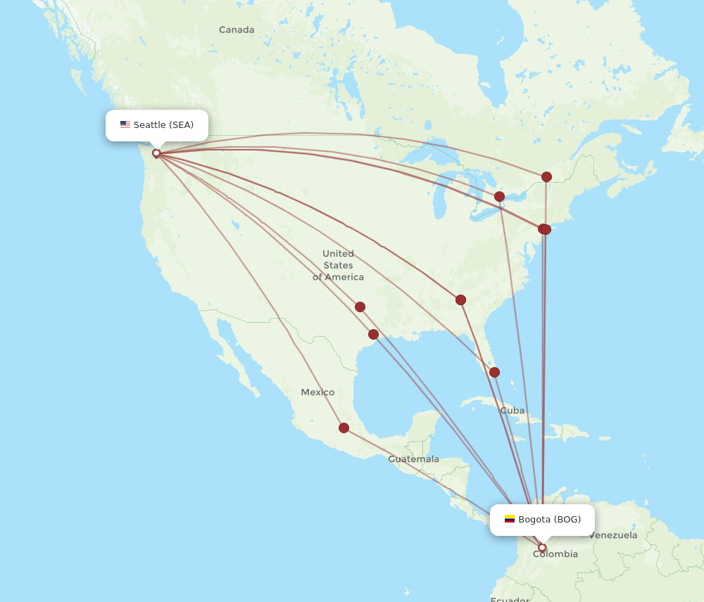 BOG-SEA flight routes