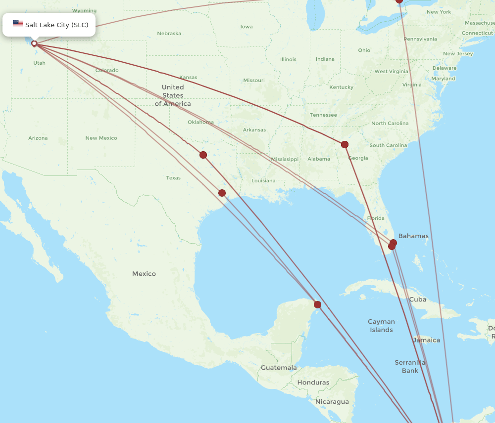 BOG-SLC flight routes