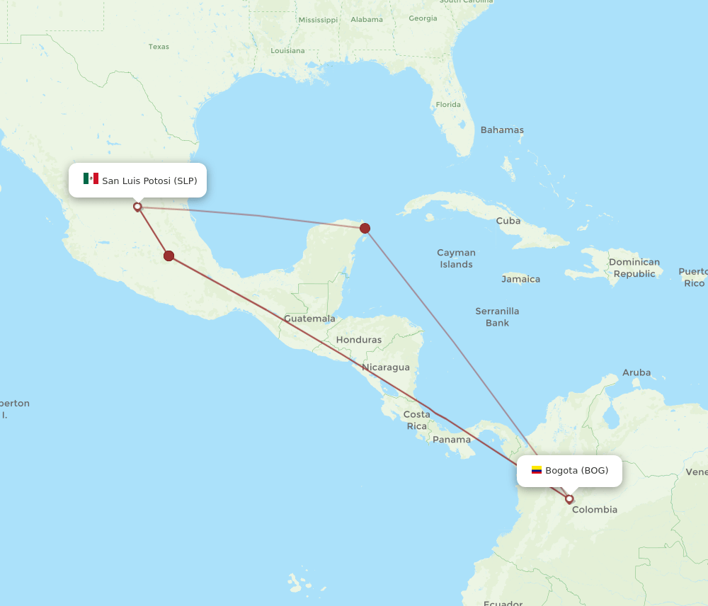 BOG-SLP flight routes