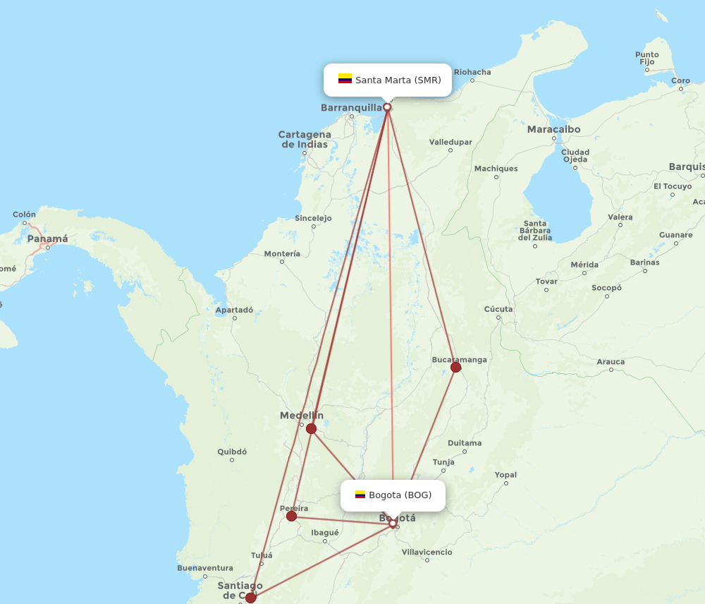 BOG to SMR flights and routes map