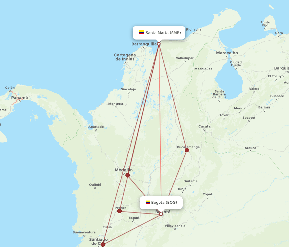 BOG-SMR flight routes
