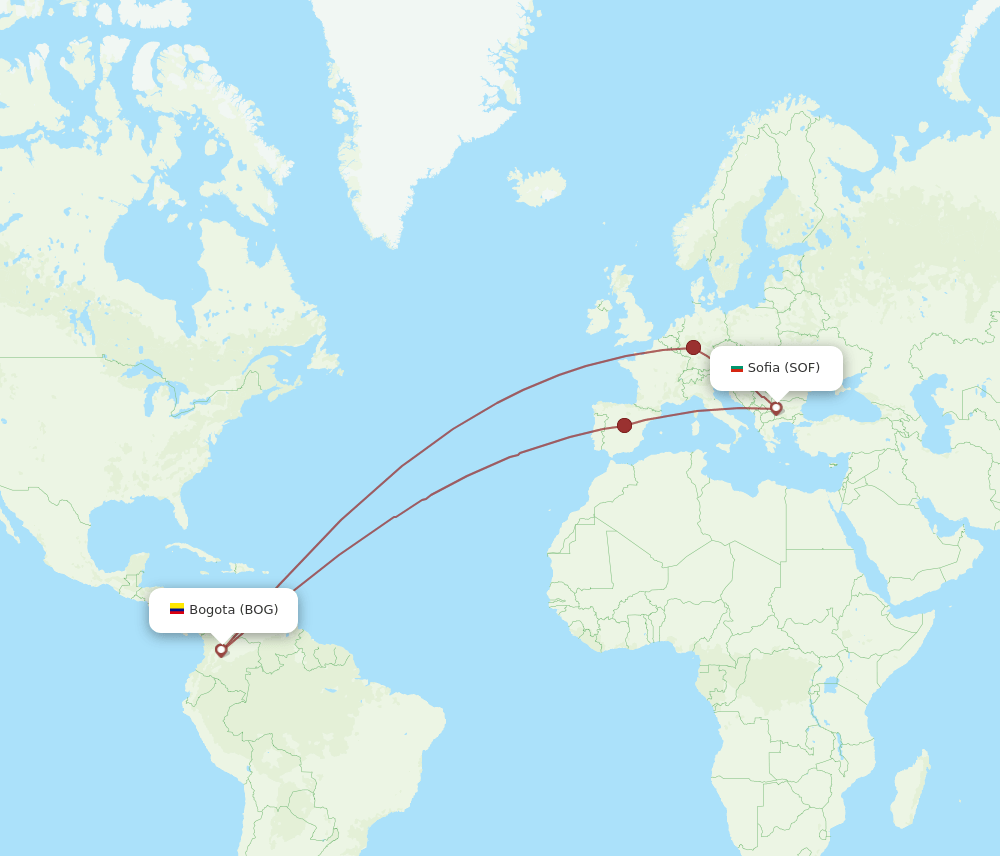 BOG-SOF flight routes