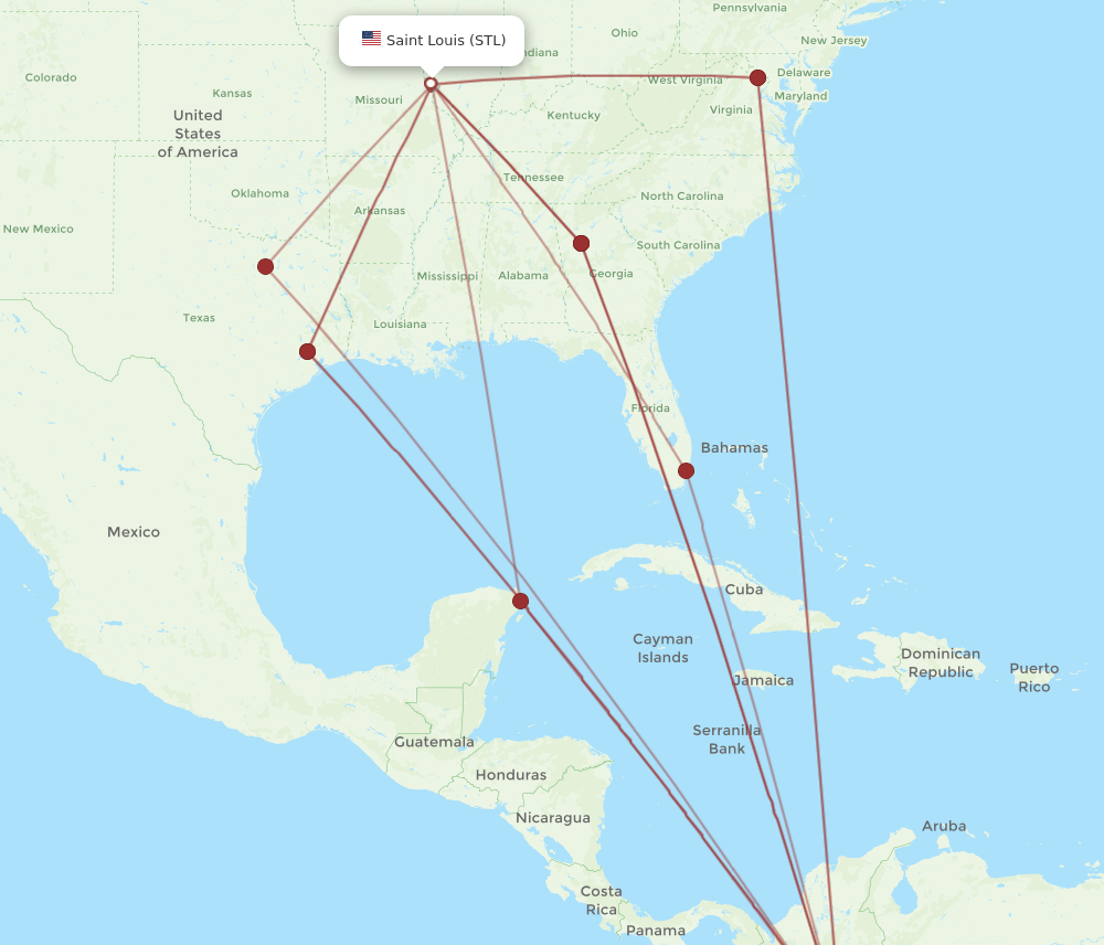 BOG-STL flight routes