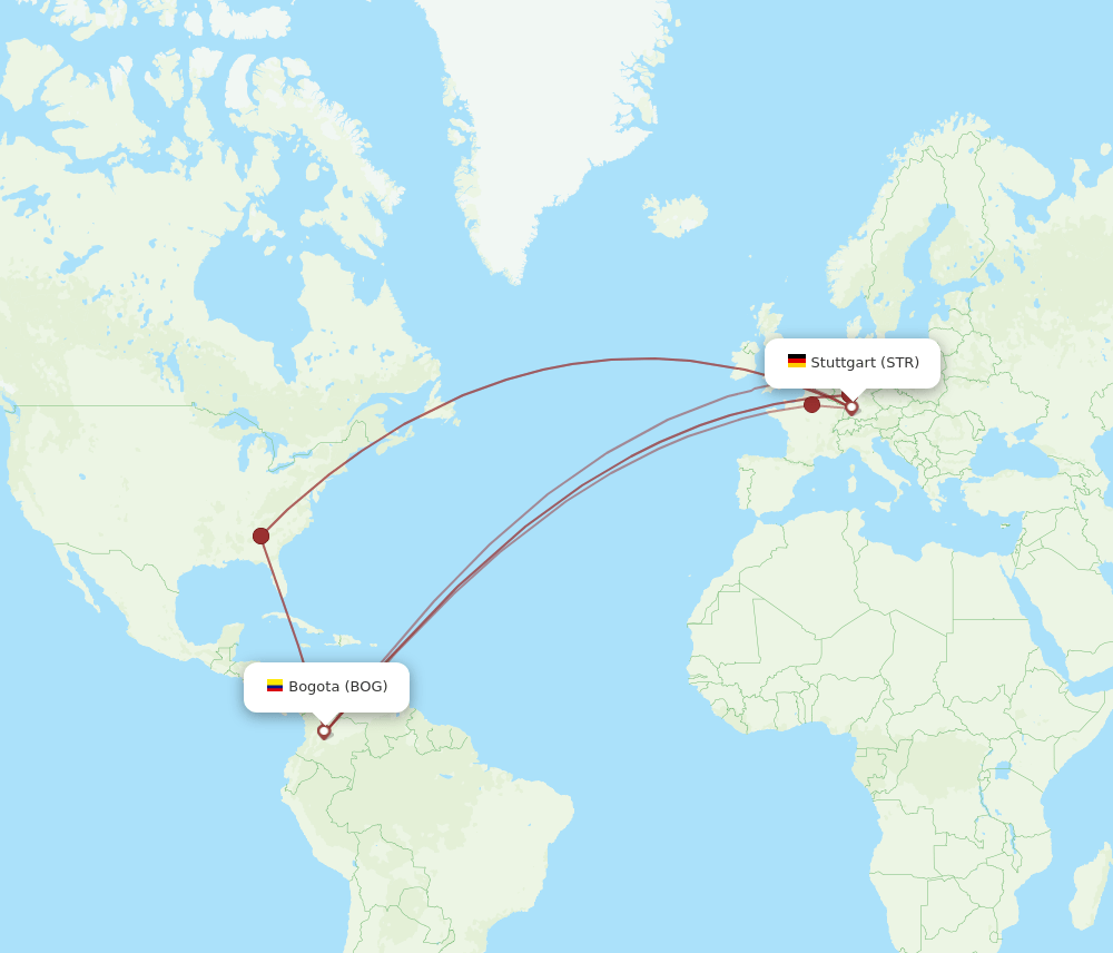 BOG-STR flight routes