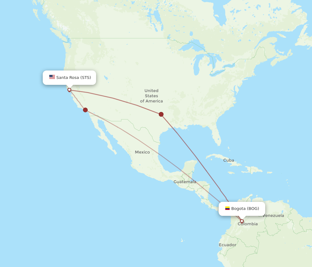BOG-STS flight routes