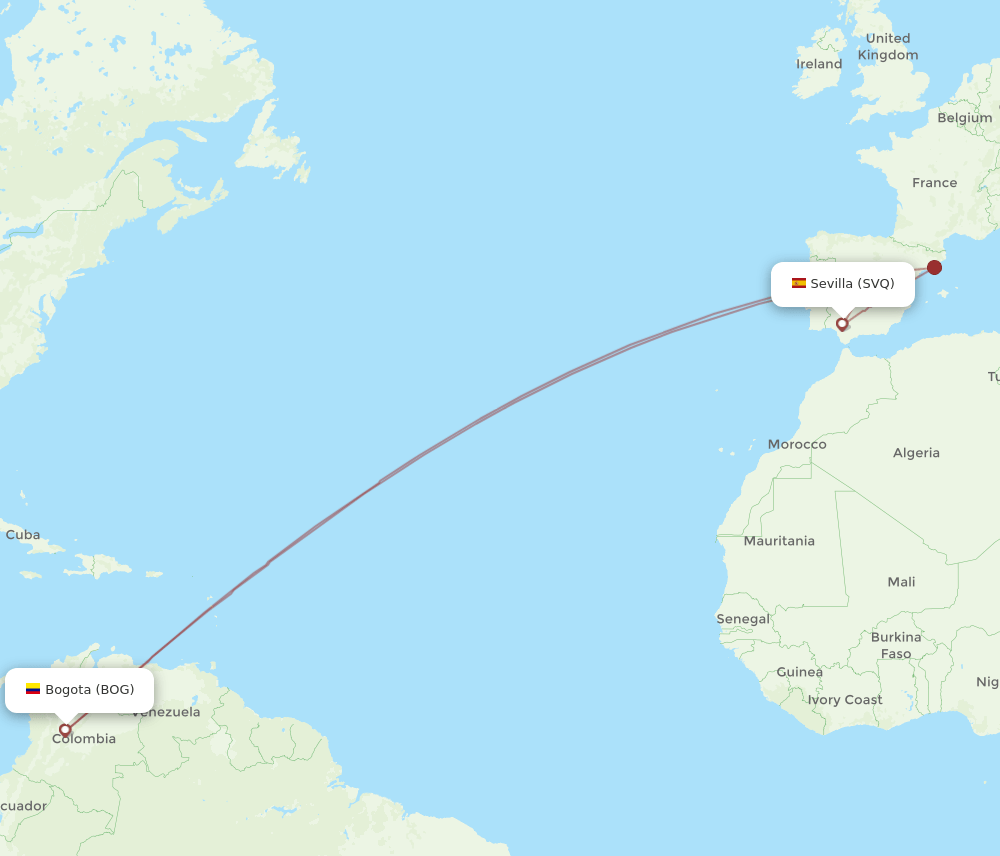 BOG-SVQ flight routes