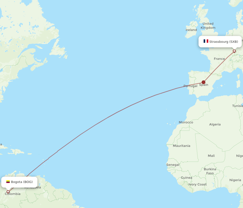 BOG-SXB flight routes