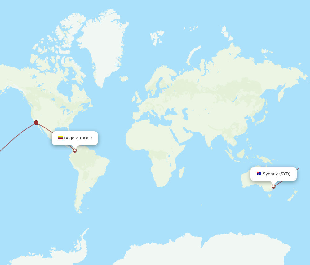 BOG-SYD flight routes