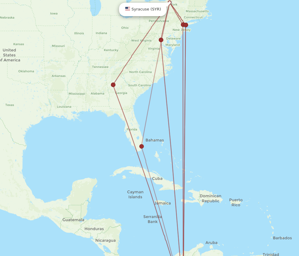 BOG-SYR flight routes