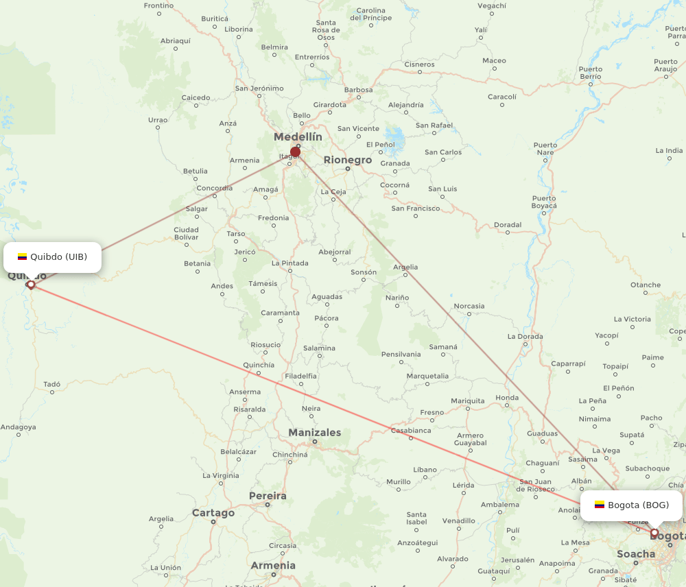 BOG to UIB flights and routes map