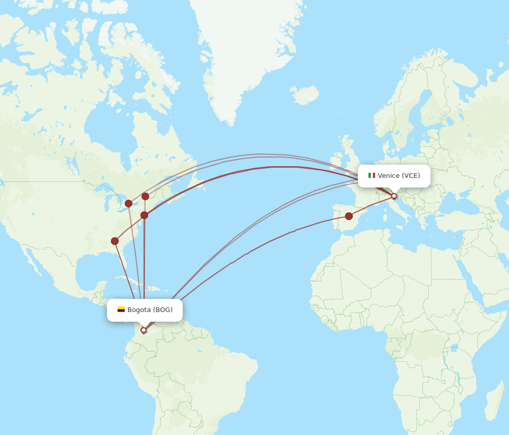 BOG-VCE flight routes