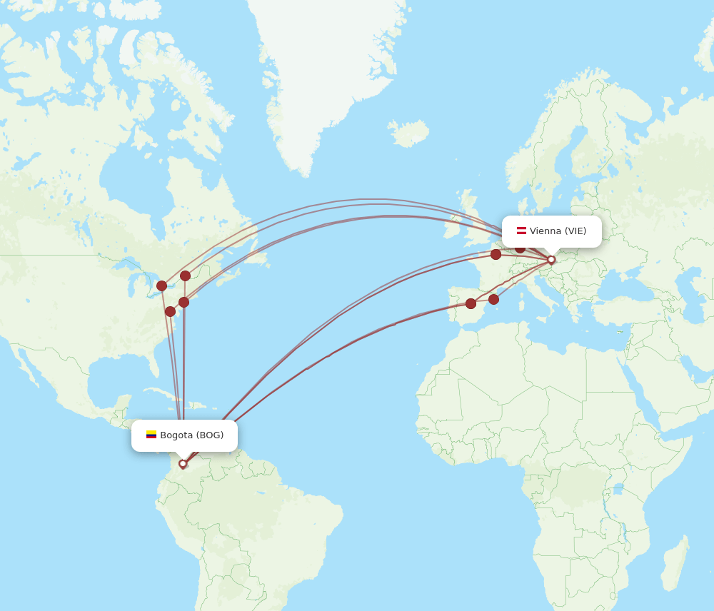 BOG-VIE flight routes