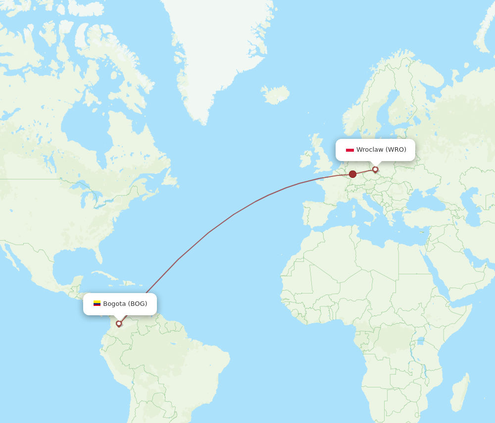 BOG-WRO flight routes