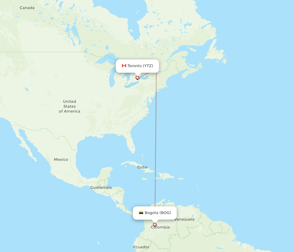 BOG-YTZ flight routes