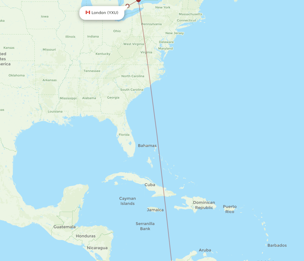 BOG-YXU flight routes