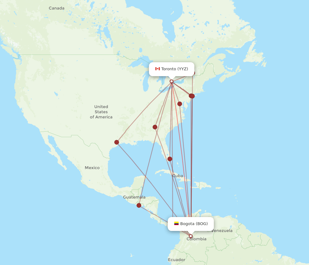 BOG-YYZ flight routes
