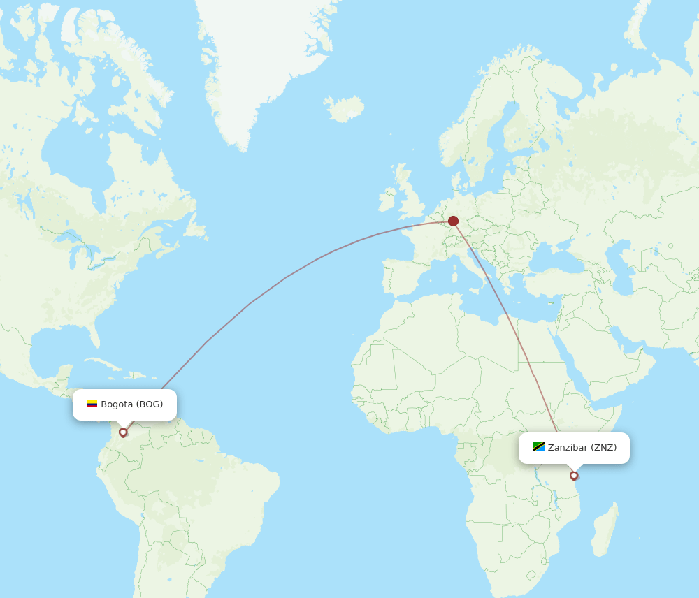 BOG-ZNZ flight routes