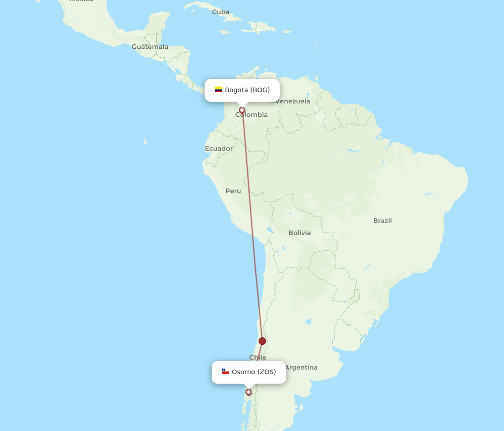 BOG-ZOS flight routes