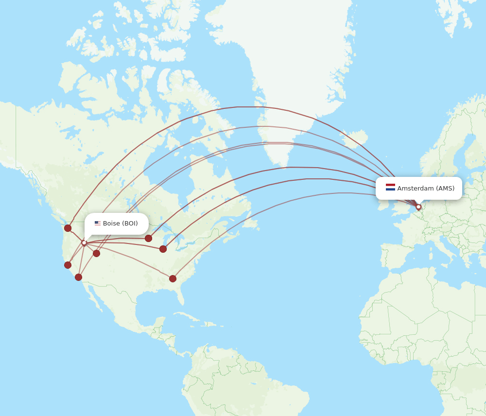 BOI-AMS flight routes