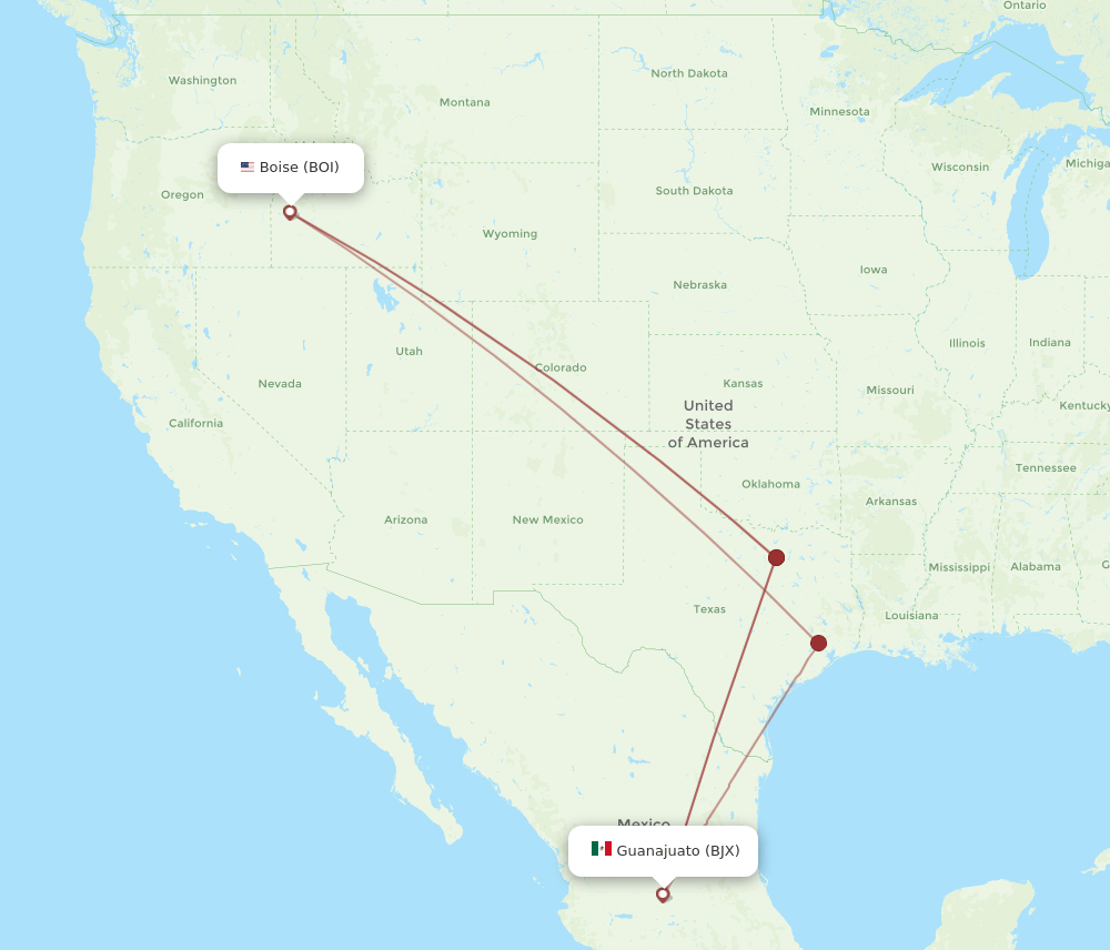 BOI-BJX flight routes