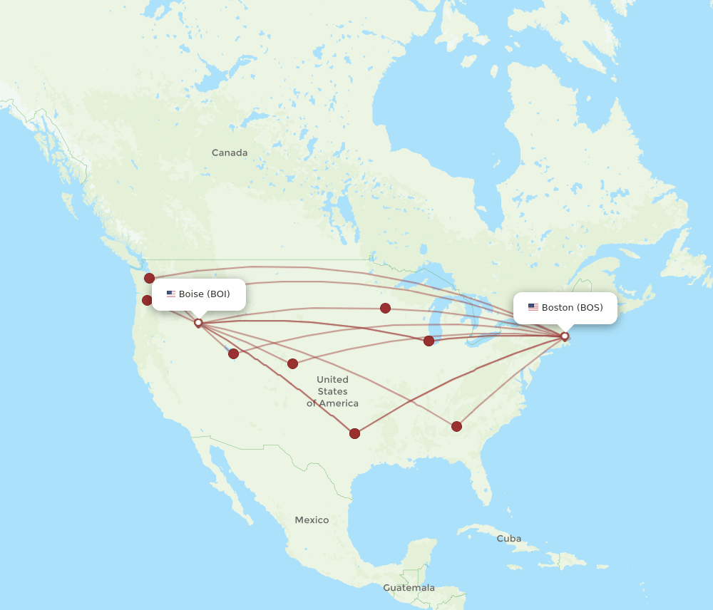 BOI to BOS flights and routes map