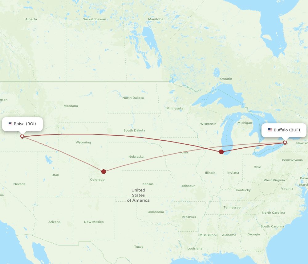 BOI-BUF flight routes
