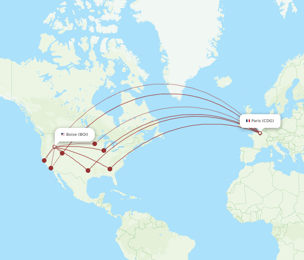 BOI-CDG flight routes