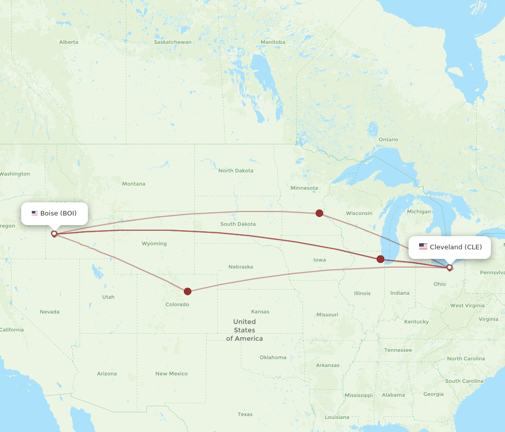 BOI to CLE flights and routes map