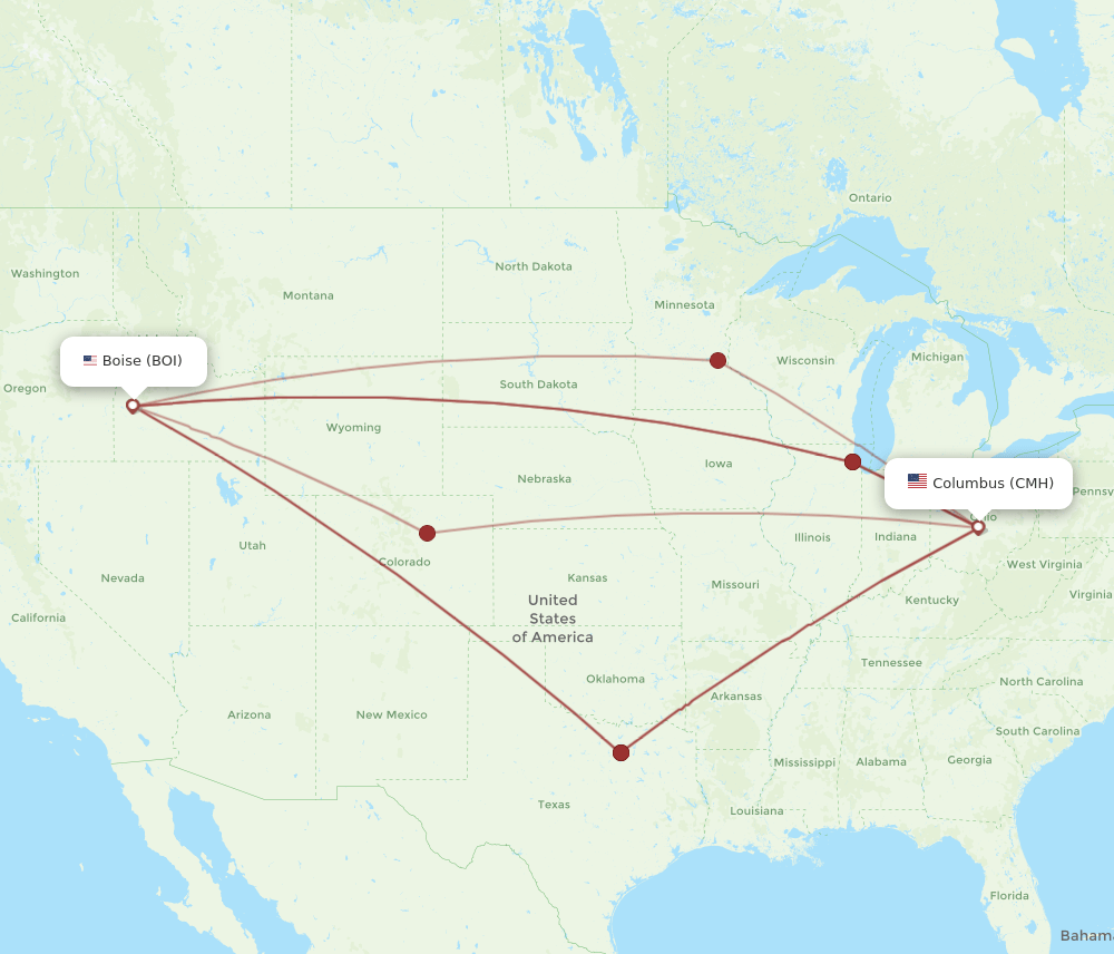 BOI-CMH flight routes